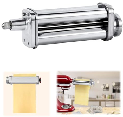 Tissting Pasta Roller Cutter, Stainless Steel KitchenAid Pasta Attachment with 3 Cutting Options for Lasagna Spaghetti Noodles, Adjustable Thickness Noodle Maker for Stand Mixers