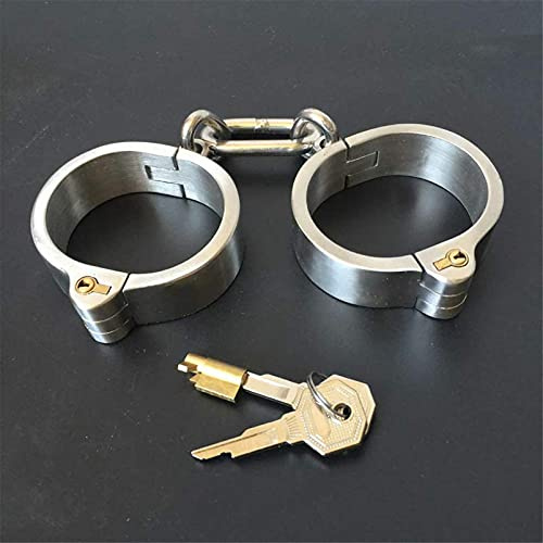 Edelstahl Fesseln Sex Set für Paare, Metall Abschließbares Handschellen, Fußfesseln und Halsband Sklaven Bondage Set BDSM Werkzeug Erotik Sexspielzeug Sex Spiel,Handschellen,Männlich