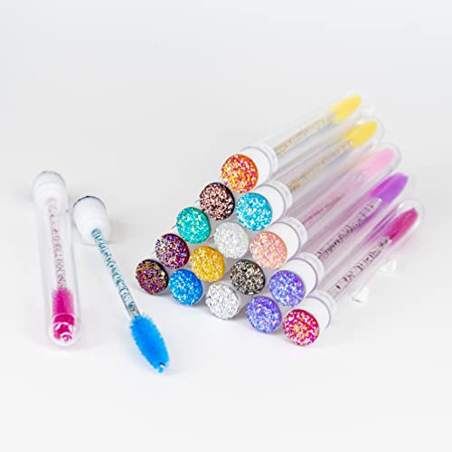 20-Piece Mixed Color Disposable Diamond Mascara Wands - Sanitary Tube Spoolies - Makeup & Eyebrow Applicator Kit