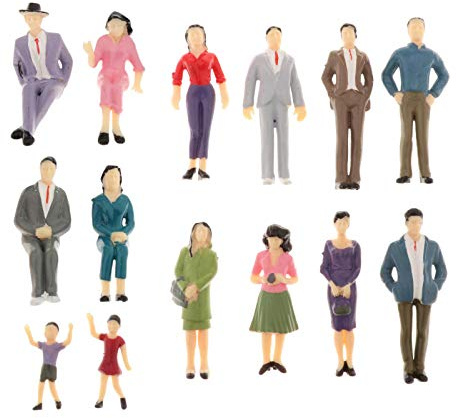 Sharplace 14PCs Tiny People Figures, 1:25 Scale Model Train People Hand Painted Model Trains Architectural G Scale Miniatures Figures for Miniature Scenes