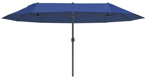 Outsunny Sombrilla Grande Paraguas para jardín, mercado, sombrilla doble para terraza, con manivela, azul, ovalada, 460 x 270 x 240 cm
