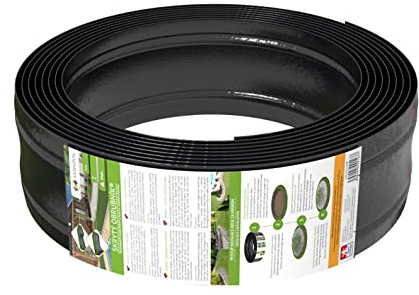 AMISPOL Kunststoff Rasenkante 6m/125mm/4mm Direkt zum Hersteller - Schwarz - Leicht zu Verarbeiten - Beeteinfassung Rund aus stabilem Plastik - Flexible Beetumrandung - Rasenkantenband aus Kunststoff