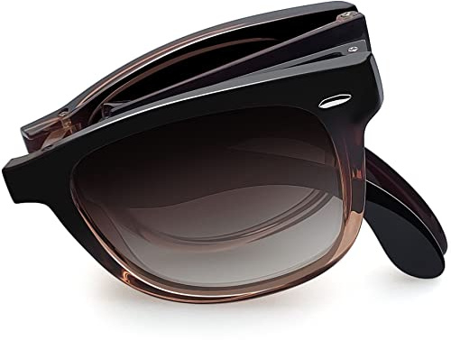 Joopin Plegables Polarizadas Gafas de Sol Mujer y Hombre Cuadradas Clásicas con Estuche Portátil Marrón Degradado Folding Sunglasses Men Women Oculos de Sol