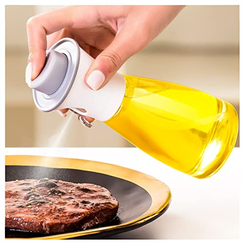 BEAUXI Pulverizador de Aceite 180ml, Aceitera Spray Vidrio Vaporizador de Aceite de Oliva Vinagre Con Pincel Cocina (Blanco)