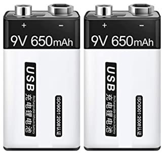 Batterie 9V 6F22 Batterie au Lithium Rechargeable multimètre Universel laminé carré Guitare Microphone sans Fil Neuf Volts (Size : Two)