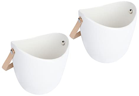 Cabilock Elegante Hängepflanzentöpfe Wandpflanzer Weißes Porzellan Blumentopf Für Die Innendekoration 2 Stück