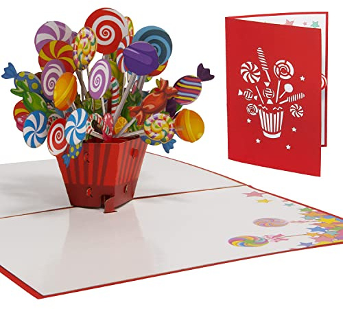 Pop-Up Karte Einschulung – 3D Lollies Grußkarte, N46 | Lollies, Bonbons, Einschulung, Papierkunst, aufklappbar, Kindergeburtstag, Süßigkeiten, Geschenk