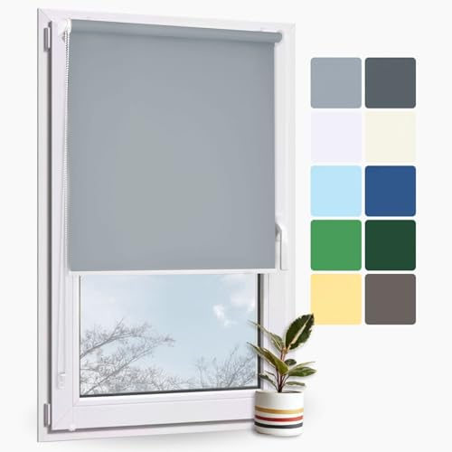 Rollmayer Klemmfix Rollo ohne Bohren Classic Grau B75 x H220cm | Seitenzugrollo Sichtschutz Lichtschutz Sonnenschutz für Fenster und Tür Rollo Innen