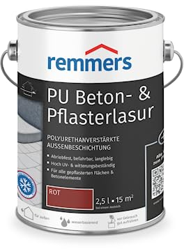 Remmers PU Beton- & Pflasterlasur rot, 2,5 Liter, Beton- und Bodenfarbe, Pflasterstein Farbe, für mineralische Untergründe, lichtbeständig