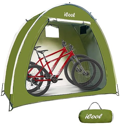 Outdoor Bike Covers Storage Shed Tent, 210D Oxford Thick Waterproof Fabric, Aluminum Alloy Bracket, Neat Tent for 2 Bicycles or Tricycles