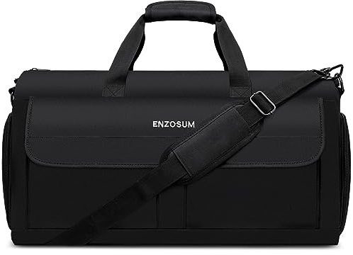 Garment Bags for Travel Large Suit Bag for Men Carry On Garment Bag Convertible Garment Duffle Bag with Shoes Compartment,2 in 1 Hanging Dress Suitcase Suit Travel Bags,Black