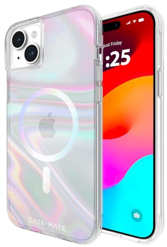 Case-Mate Soap Bubble Mag-Safe Case Schutzhülle kompatibel mit Apple iPhone 15 Plus Hülle Regenbogen (Farbwechsel-Effekt, 3 m Fallschutz, Integrierter Mag-Safe-Ring) - Transparent/Schillernd