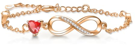 Tusuzik Bracelet Femme Argent 925, Bracelet Infini Coeur avec Plaqué Or Rose Bijoux Femme avec Zircone Réglable Cadeau pour Maman Épouse Fille Amie