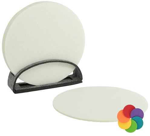 BIASTO Filz-Untersetzer Set, 6er, Made in Germany - Bunte Auswahl, 10 cm, mit Aufbewahrung (10cm, Wollweiss (046))