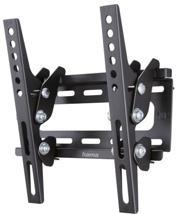 Hama TV Wandhalterung, neigbar (TV Wandhalterung 19-46 Zoll, VESA 50x50 bis VESA 200x200, bis 25kg, extra flach, mit Fischer-Dübeln) schwarz