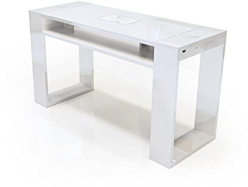Nageltisch für professionelle Maniküre, mit Nagelabsaugung, 140 x 73 x 50 cm, Modell Astra Simple (Weiß + Staubsauger 300)