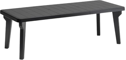 Tomaino - Tavolo da Giardino Allungabile in Plastica Berg - Gambe Smontabili e Design Salvaspazio 160/220x90x74 cm - Tavolo da Esterno Richiudibile e Prolungabile New Antracite