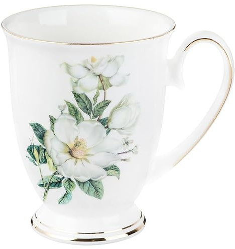 MAGICLULU Kaffeebecher Aus Knochenporzellan Mit Goldrand 11Oz Große Espressotasse Und Cappuccino Becher Für Kaffee Und Tee Eleganter Trinkbecher Für Zuhause Und Büro