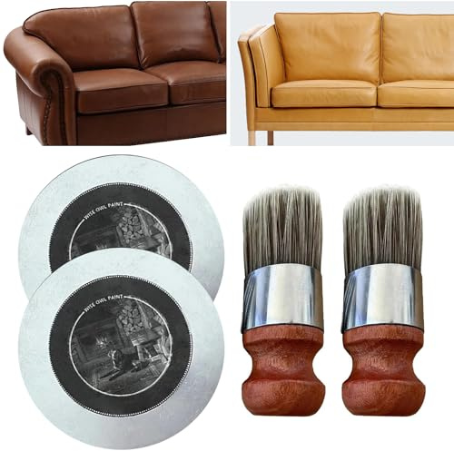 Wise Owl Furniture Salve for Leather, Leather Restorer with Boar Bristle Brush, Deep Leather Car Seat Cleaner Leather Furniture Conditioner Furniture Restorer & Polish for Furniture Car Seat (2 Set)