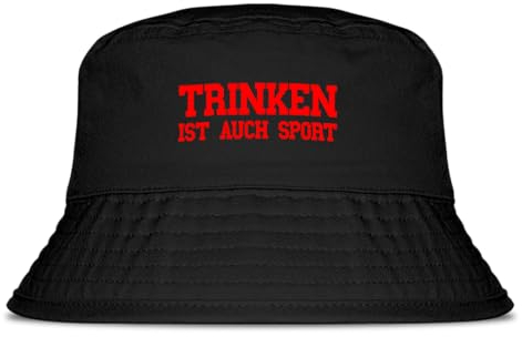 Prozente Momente Trinken ist auch Sport Fischerhut | Anglerhut | Sonnenhut | Sommer | Party | Lustige Sprüche | OneSize | Malle | Urlaub | Schwarz