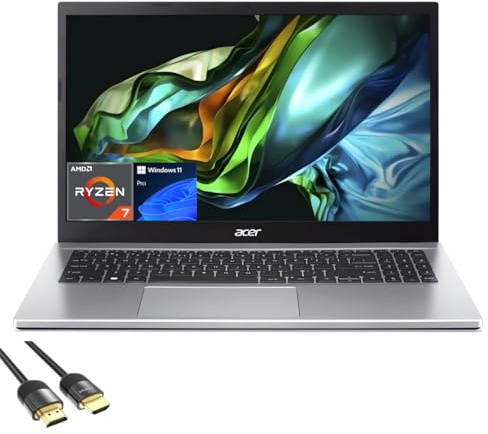 acer Aspire 3 Laptop for Student & Business, 15.6 FHD Micro-Edge Display, AMD 8-Cores Ryzen 7 5700U, 16GB RAM, 1TB PCIe SSD, Webcam, Keypad, WiFi 6, USB-C, RJ45, HDMI, PDG HDMI Cable, Win 11 Pro