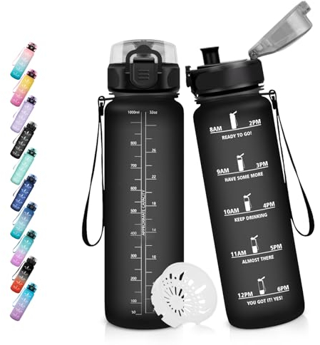 HoneyHolly Borraccia, 500ml Prova di Perdite, Borraccia Bambini, Sportiva Tempo, Borraccia Motivazionale, con Filtro, Borracce, Bottiglia Acqua per Scuola, Campeggio, Yoga, Ufficio