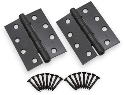 Infinity Decor 4 (100mm) Gunmetal Grey CE11 Fire Rated Ball Bearing Butt Hinges Pair – Steel Door Hinges for Internal External Wooden Doors