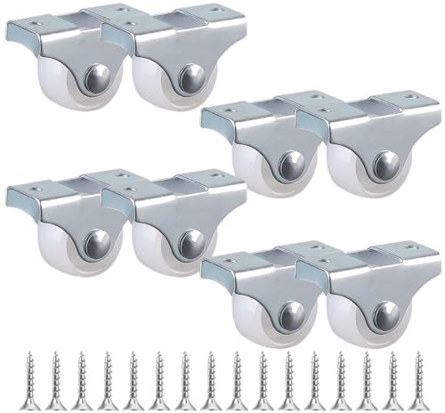 Set di 8 Ruote Girevoli a Goppia Ruota, 25mm Ruote Fisse in Gomma da Inclusa Piastra di Montaggio e 18 Viti adatte Ruote Fisse per Carrelli per Mobili e Carrelli Design Antigraffio