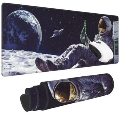Gaming Mauspad XXL Sternenhimmel Großes Mousepad 600 * 300mm rutschfeste Schreibtischunterlage Astronaut Mouse Pad mit Vernähte Kanten Verbessert Mauspad Groß Geschwindigkeit und Präzision für Gaming