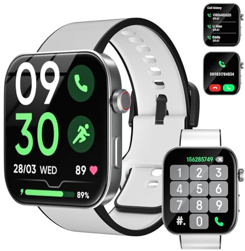 Smart Watch for Men Women,1.99’’ HD Touch Screen Fitness Watch Answer/Make Calls 100+ Sports Modes Activity Tracker, Waterproof Heart Rate Sleep Monitor Step Counter for Android iOS phones - White