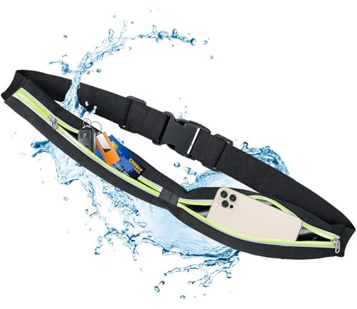 AiQInu Laufgürte, Handytasche Joggen, Laufgürtel Handy, Laufen Zubehör, Running Belt zum Joggen, Laufen, Sport, Fitness, Damen und Herren - Grün