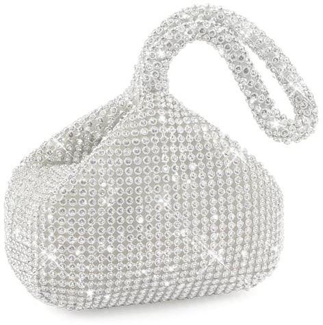 BELICOO Rhinestone Evening Bag, Women Sparkly Clutch Bag Bling Evening Aluminum Beaded Handbags for Prom Wedding Party Engagement