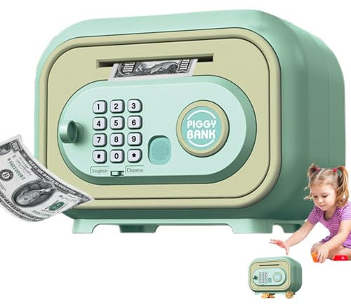 Ahorro de dinero, Banco de dinero eléctrico | Caja de Ahorro de Monedas en Efectivo con Llave - Máquina de Ahorros Electrónica Hucha, Contraseña y Desbloqueo de Huellas Dactilares Simulación Máquina d