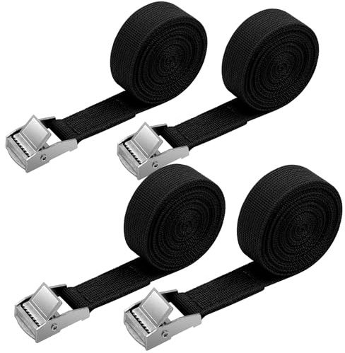 6PCS Heavy Duty Tie Down Straps, 2.5cm x 2M Adjustable Cam Buckle Straps, Quick Release Ratchet Tensioning for Motorcycle, Cargo, Trucks, Trailer, Luggage