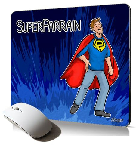 Tapis de Souris Souple Super Parrain Gaming Naissance Mouse Pad Ergonomique Cadeau Original Texte Heros Bande dessinée Stable
