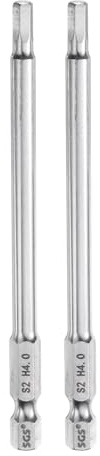 QUARKZMAN 2pcs Foret à Tête Hexagonale 4mm (H4) Métrique 1/4 Tige Hexagonale 100mm (4) Long Embouts de Tournevis Magnétique Acier S2 Foret Hexagonaux à Pointe Plate pour Vis