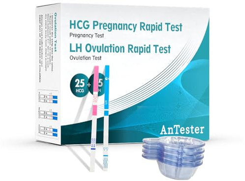 55 Ovulation Test Strips and 25 Pregnancy Test Strips 10mIU/mL Combo Kit for Women-with 70 Urine Cups (55 LH + 25 HCG)