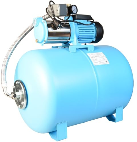 Pompe à Eau MAX-H 1300 avec Réservoir 100L - Pompe d’arrosage de Jardin (1300 W 5520 l/h hauteur max. 55 m) - Groupe de Surpression Set - Réservoir à Vessie Sous Pression 100 L - pour Eaux Claires
