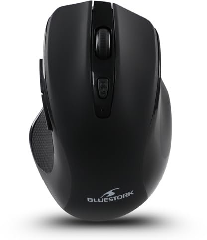 Bluestork M-WL-OFF75 - trådlös mus med dubbla anslutningar: Bluetooth och USB 2.4 Ghz - uppladdningsbar, ambidextrerande, ergonomisk - tyst för PC/Mac - ny (svart)