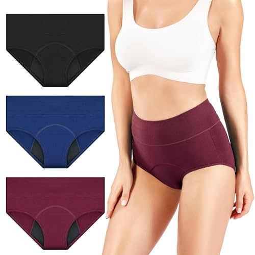 RFOGJV TANSTC Period Pants for Women, Leakproof Period Underwear Pack of 3