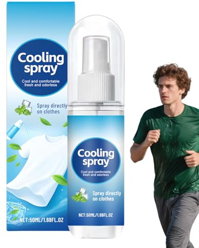 Qiwieod Spray Rinfrescante, Rinfrescante Per Indumenti, Soluzione Liquida Rinfrescante 50ml Non Untuosa Per Uomini Donne Adulti Adolescenti Palestra Allenamento Corsa