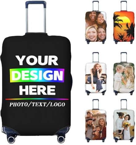 ZYHJJ Personalisierte Gepäckabdeckung,Personalisierte Kofferhülle mit Foto Text,Personalisieren Sie Ihr Gepäck mit Bild/Name/Logo,Doppelseitig Designs elastische, Waschbare Gepäckabdeckungen