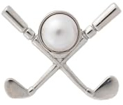 Majorica Broche de golf en acier avec perle blanche demi-boule de 6 mm | Collection Le Club | Design élégant et exclusif pour les amateurs de style sophistiqué