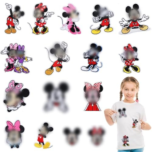 16 Stück Flicken zum Aufbügeln Kinder, Bügelflicken Kinder, Bügelflicken Jungen Patches, Patches zum Aufbügeln Set DIY zum Aufnähen oder Aufbügeln für Jacken Hosen Rucksäcke Kleidung