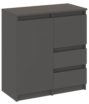 KOMTO Kommode mit 2 Türen und 2 Schubladen – Komodenschrank für Schlafzimmer, Wohnzimmer oder Flur | Sideboard Antrazit PIKO 2 70 x 35 x 74,5 cm