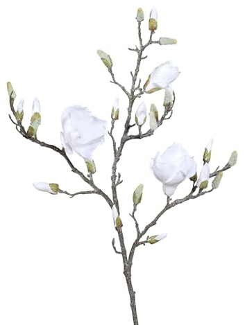 Seidenblumen Roß Magnolienzweig geeist 100cm weiß DP Kunstblumen künstliche Blumen Magnolie Magnolia Magnolienast Dekoblume