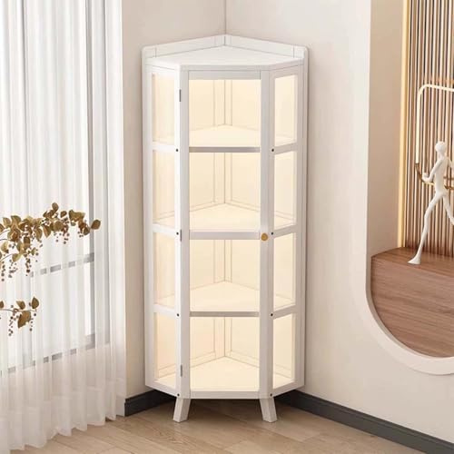 Vitrine d'angle pour objets de collection – Porte en acrylique – Étagère de rangement au sol pour salon, bureau et cuisine – Solution idéale de décoration d'intérieur et de présentation