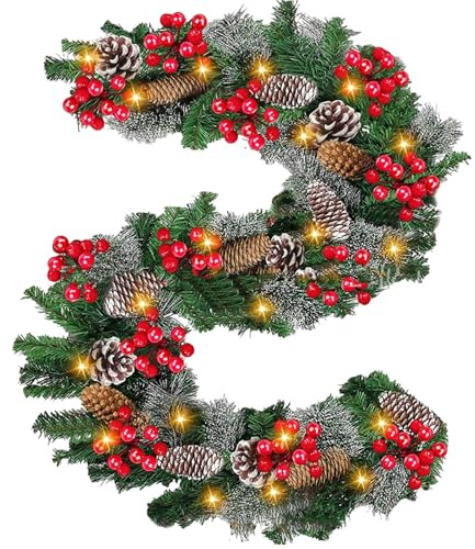 CGACCSD Dekorative Weihnachtsgirlande, wetterfest, Weihnachtsbeleuchtung, künstliche Tischdekoration mit Lichtern für den Innen- und Außenbereich