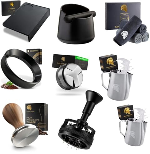 Barista Legends XXL Barista Set – Komplettset für Siebträgermaschinen – Tamper, Tampermatte, WDT Tool, Distribution Tool, Milchkännchen, Reinigungsbürste, Abschlagbehälter & Zubehör Latte Art