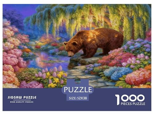 Puzzle Ours Brun 1000 Pièces pour Adultes Et Enfants, Jeu De Société Convivial, Casse-tête Buisson Fleuri Arbre, DéCoration, Cadeau Enfant 52x38cm/1000pcs